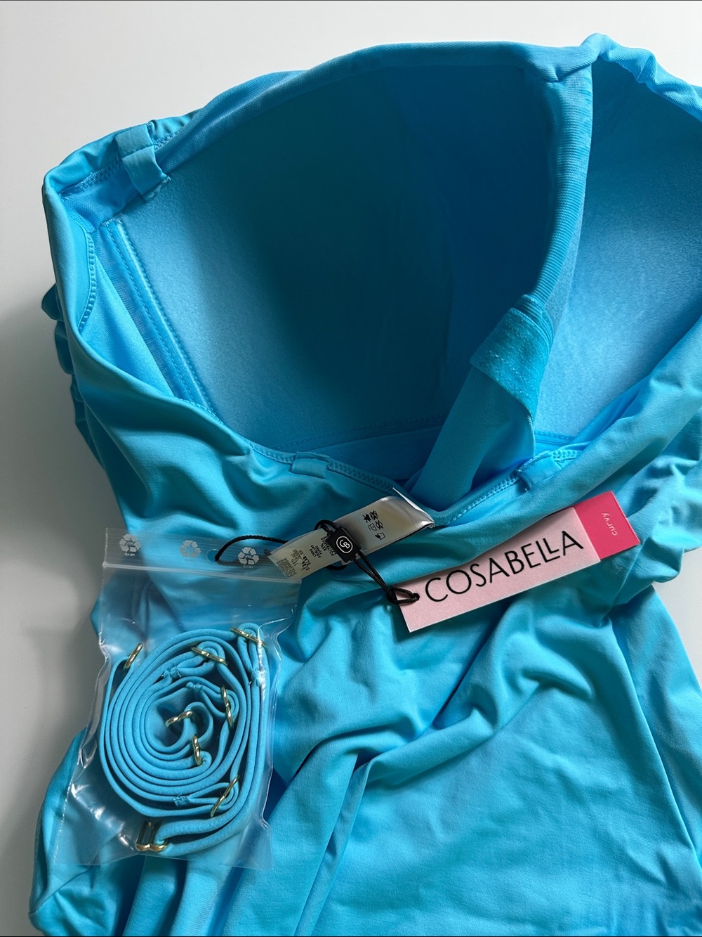 NWT Cosabella Vita Marina Curvy Shaping Bandeau One Piece Swim M Constance Blue - Picture 8 of 10